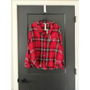 NWT Victoria’s Secret Red and Black Plaid Flannel Pajama Top Size XL